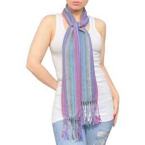 Alpaca Wool purple / blue / green woven braided fringe neck scarf by Melman